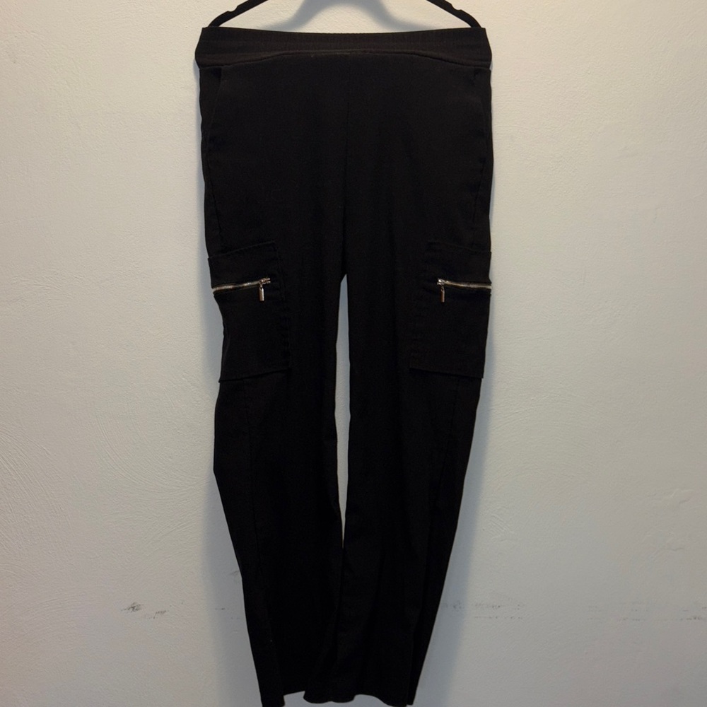 Black Cargo Pants with Zipper Pockets